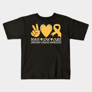 Appendix Cancer Awareness Peace Love Cure Kids T-Shirt